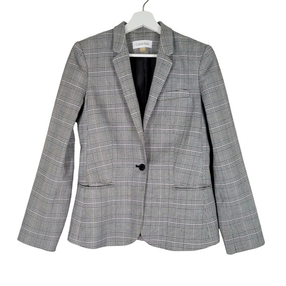 Calvin Klein Jackets & Blazers - Calvin Klein Blazer Women‎ 4 Grey Glen Plaid Single Button Tailored Jacket